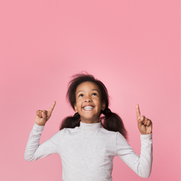 happy girl on a pink background